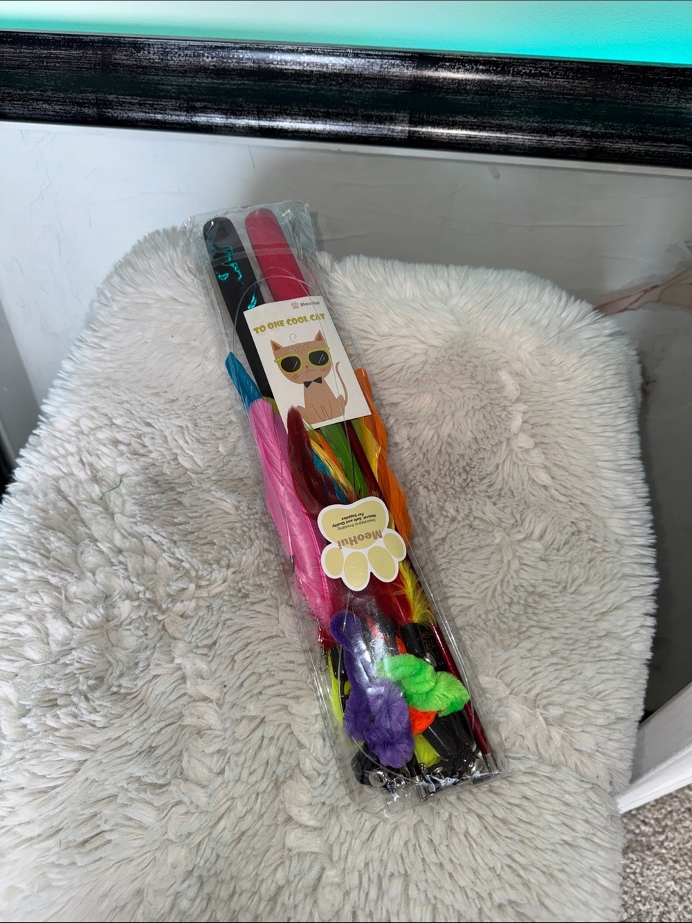 Amazon Bright Rainbow Cat Wand Toy Set with Pink and Green Accents
